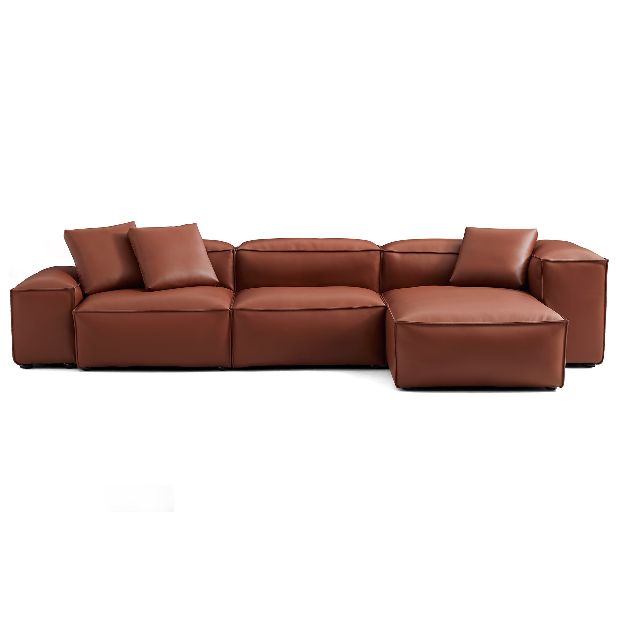 Cube Modular Brown Genuine Leather Sectional