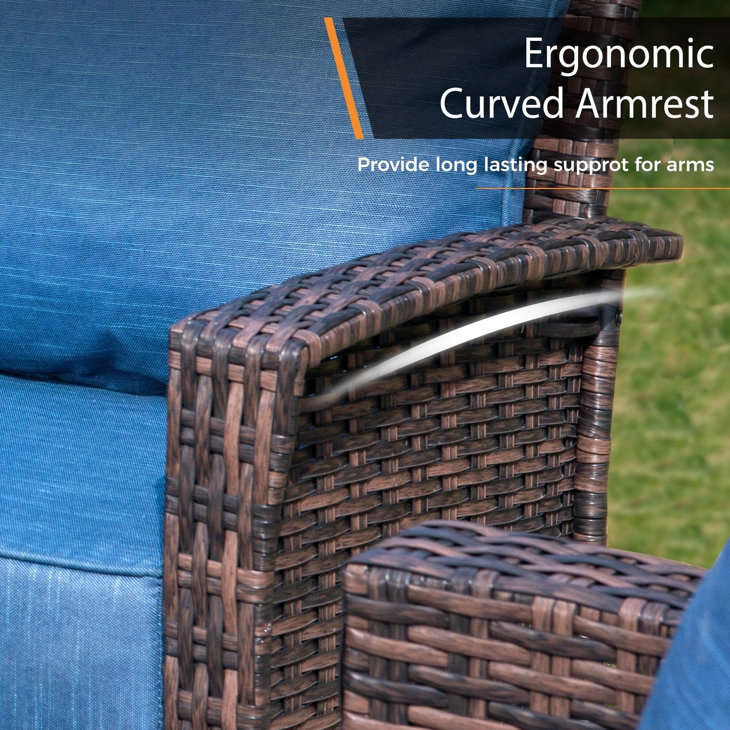 MAISON ARTS Ensemble de canapé de patio extra-large en osier avec table basse, siège surdimensionné avec coussin rembourré de 5,5 pouces d'épaisseur