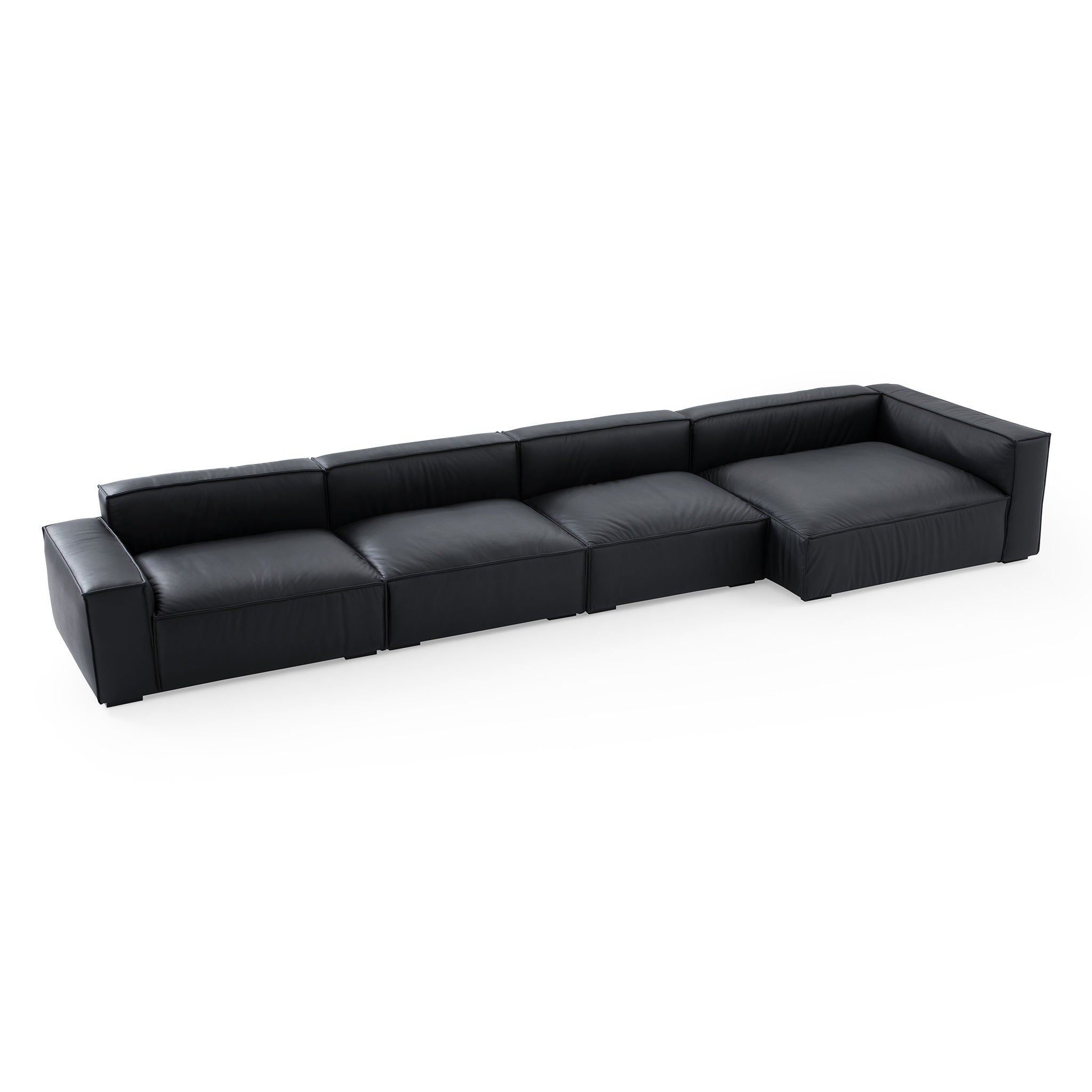 Canapé d'angle minimaliste de luxe en cuir marron foncé