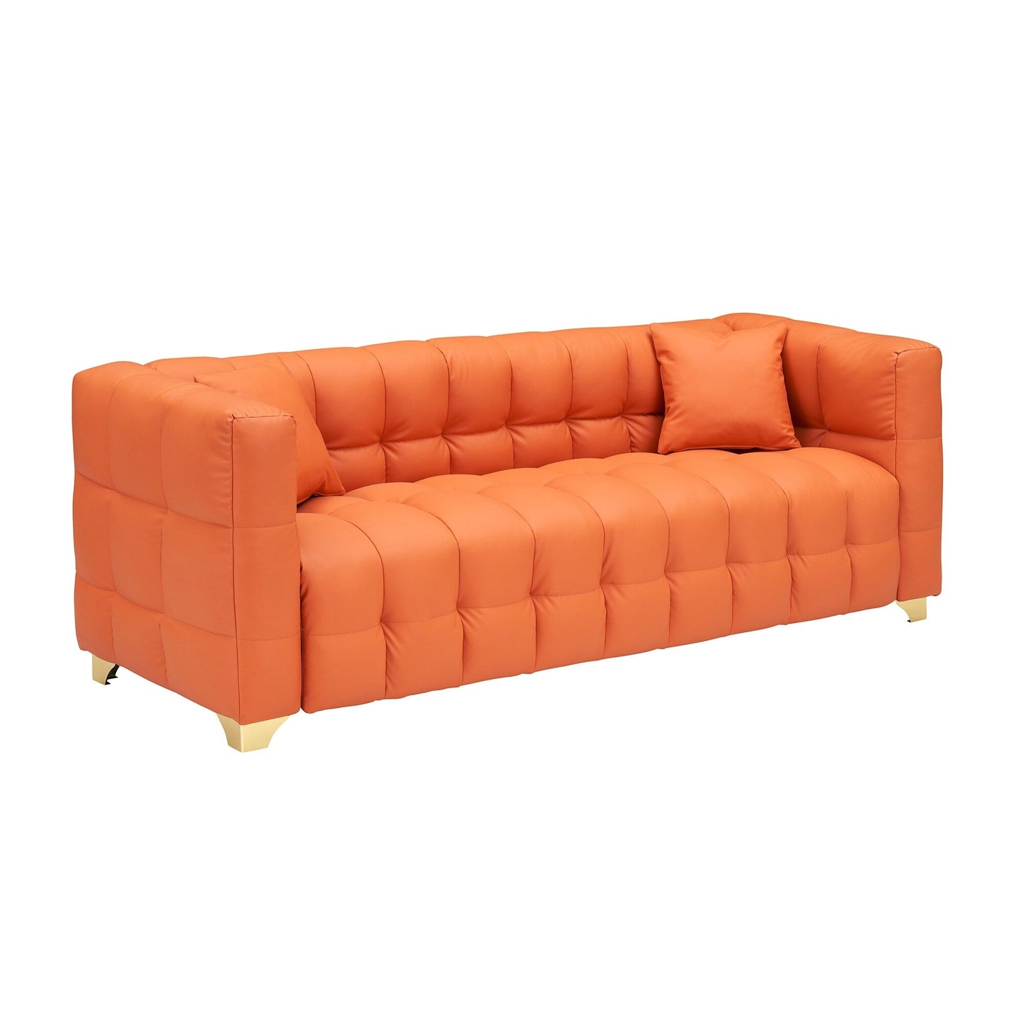Canapé 3 places en tissu technique orange 80, imperméable, antitache et anti-pattes de chat