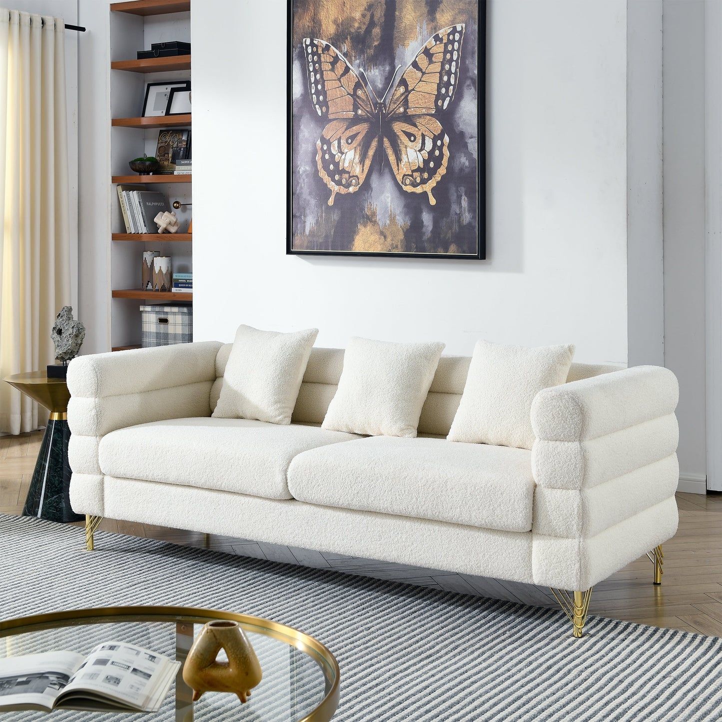 Canapé sectionnel 3 places surdimensionné de 81 pouces, canapé sectionnel en tissu confortable pour salon - Canapé sectionnel à assise profonde, assise moelleuse