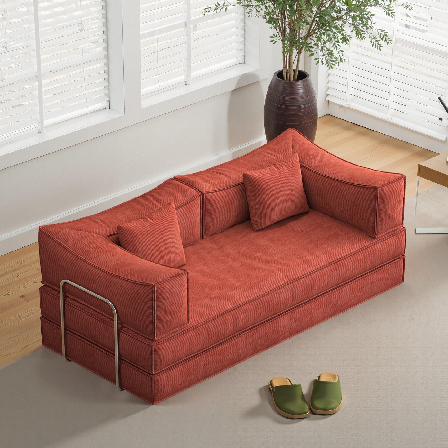 Canapé modulaire convertible en chenille de 82 pouces pour le salon