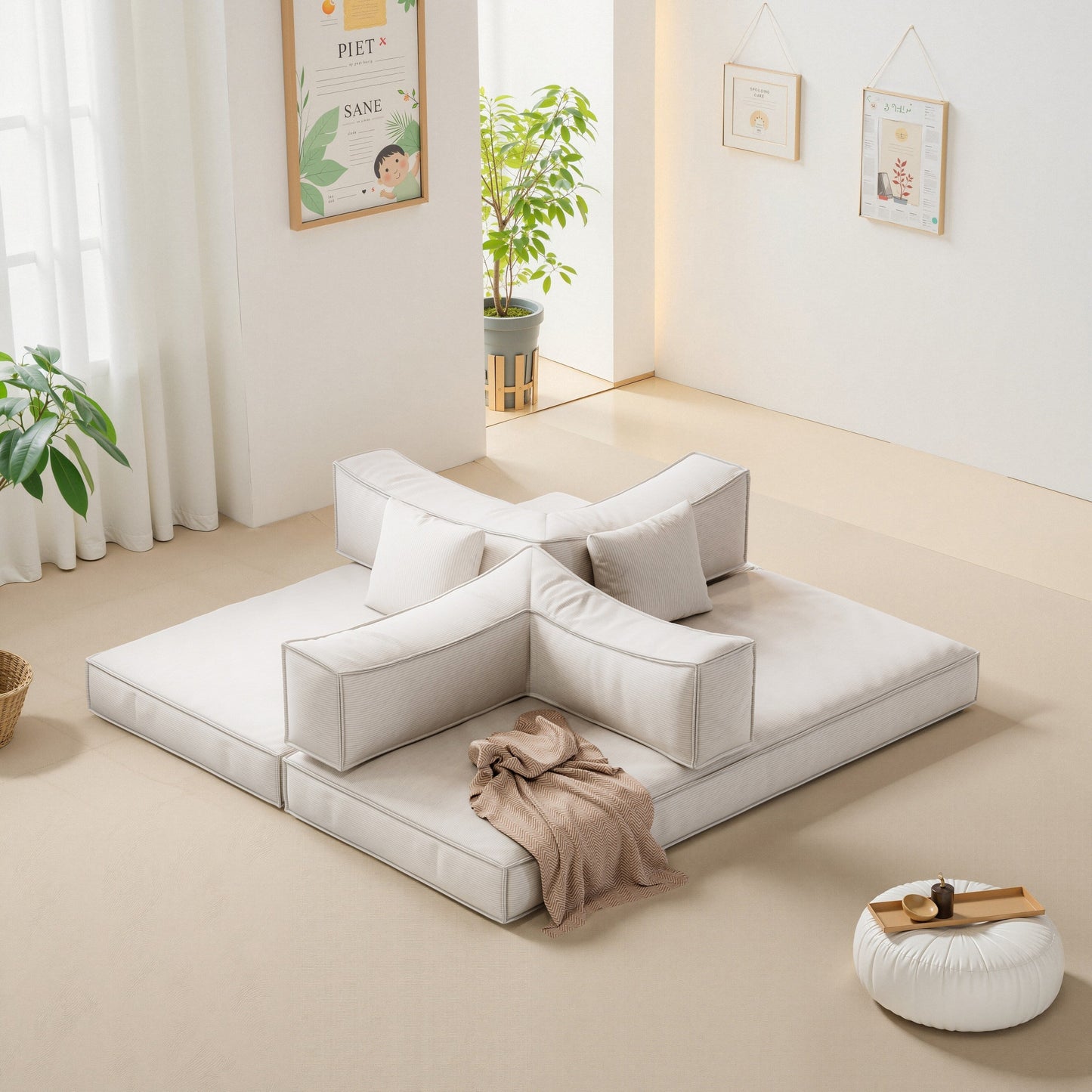 Canapé modulaire convertible en chenille de 82 pouces pour le salon