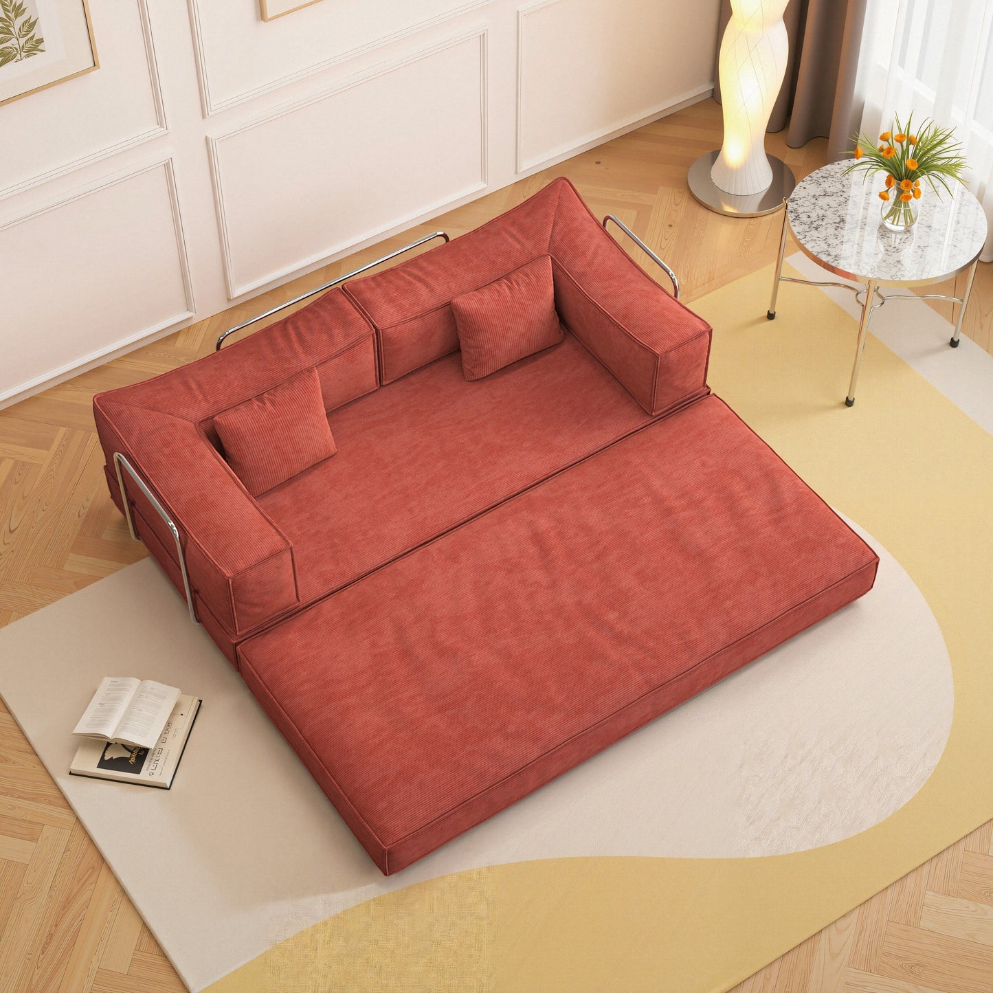 Canapé modulaire convertible en chenille de 82 pouces pour le salon