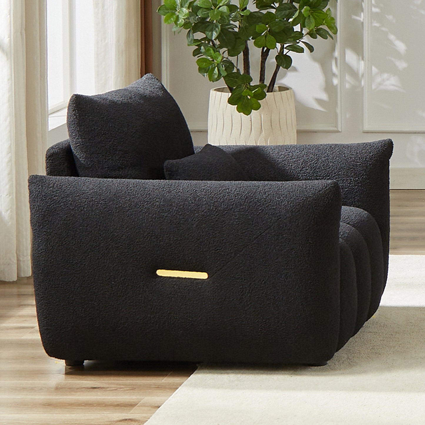 Canapé 3 places en tissu de 82 pouces avec coussins de dossier moelleux, cadre en bois massif et coussins en mousse confortables