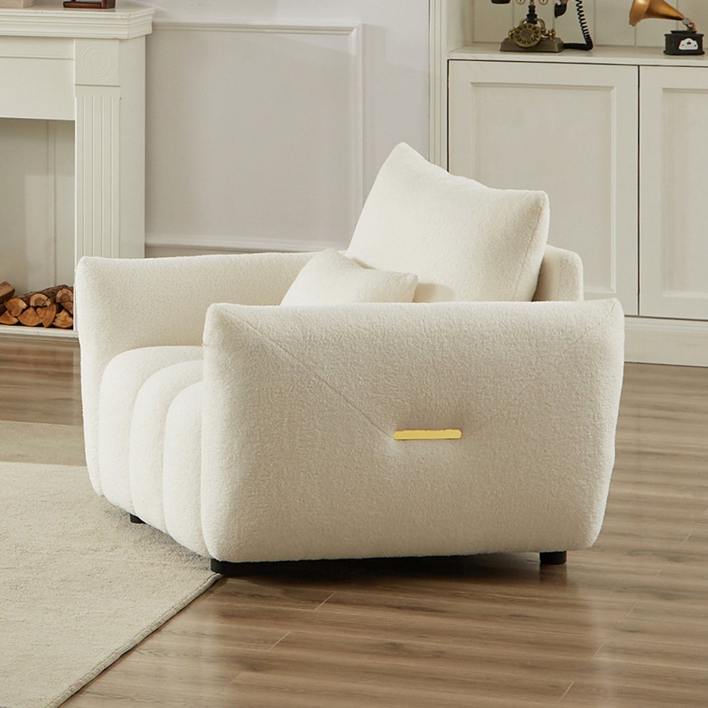 Canapé 3 places en tissu de 82 pouces avec coussins de dossier moelleux, cadre en bois massif et coussins en mousse confortables