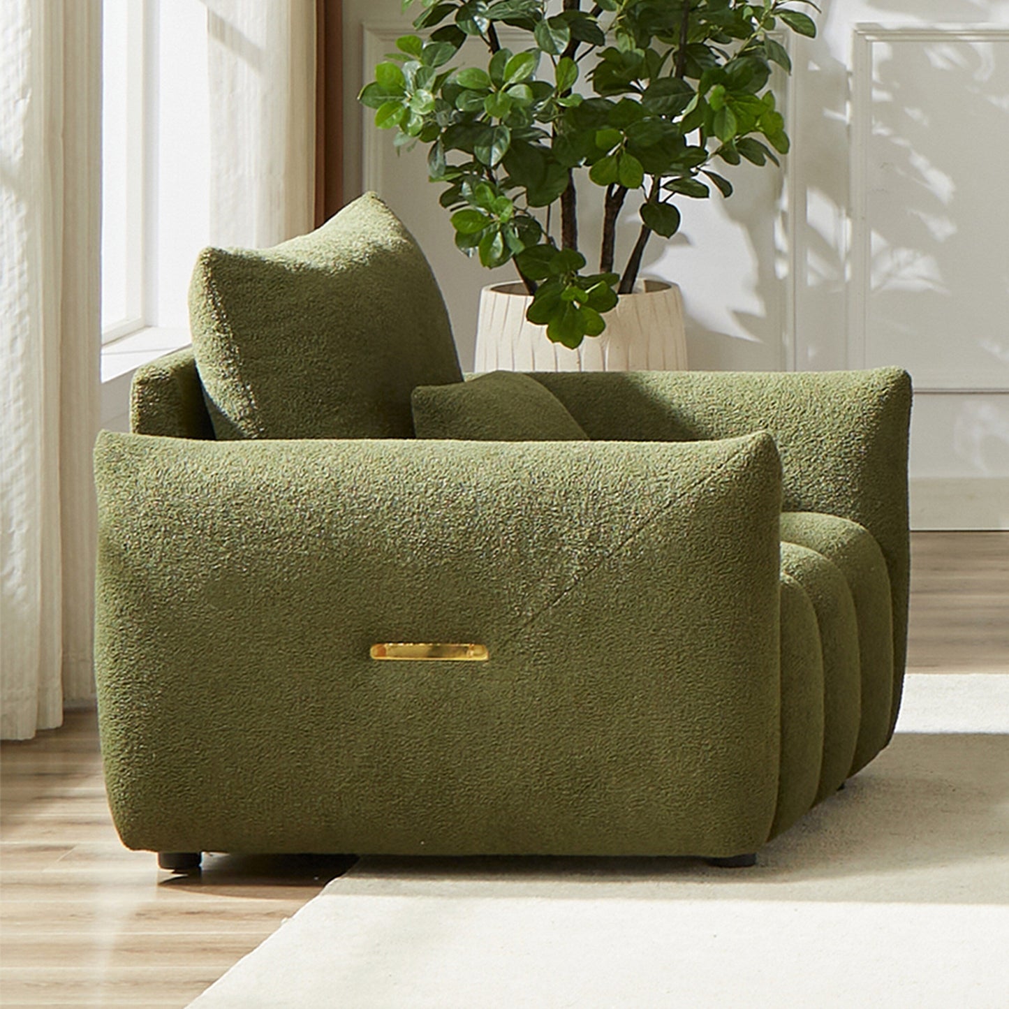 Canapé 3 places en tissu de 82 pouces avec coussins de dossier moelleux, cadre en bois massif et coussins en mousse confortables
