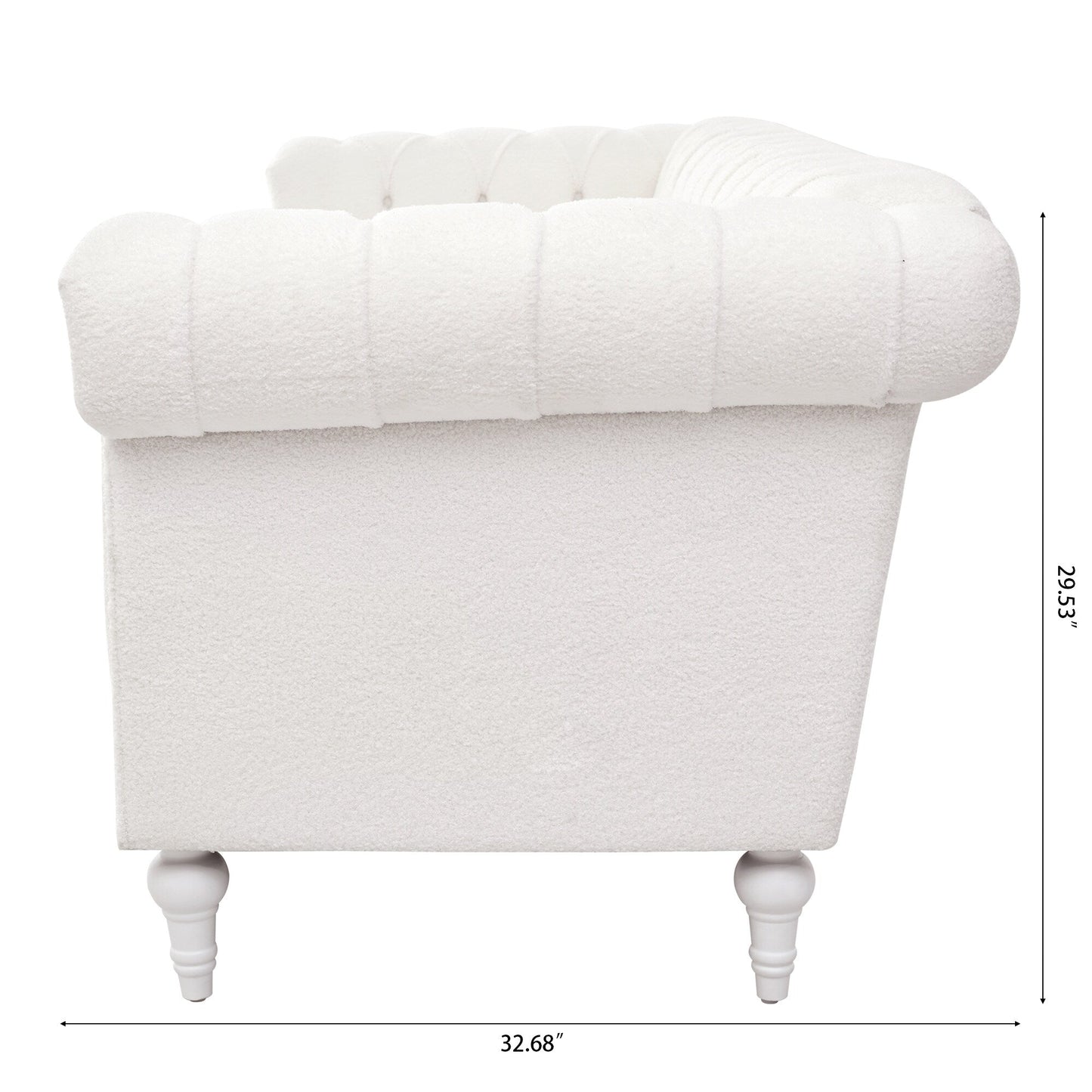 Canapé 3 places en cuir PU 83,66 pouces avec accoudoirs carrés et coussins amovibles, support à ressorts ensachés et garniture cloutée