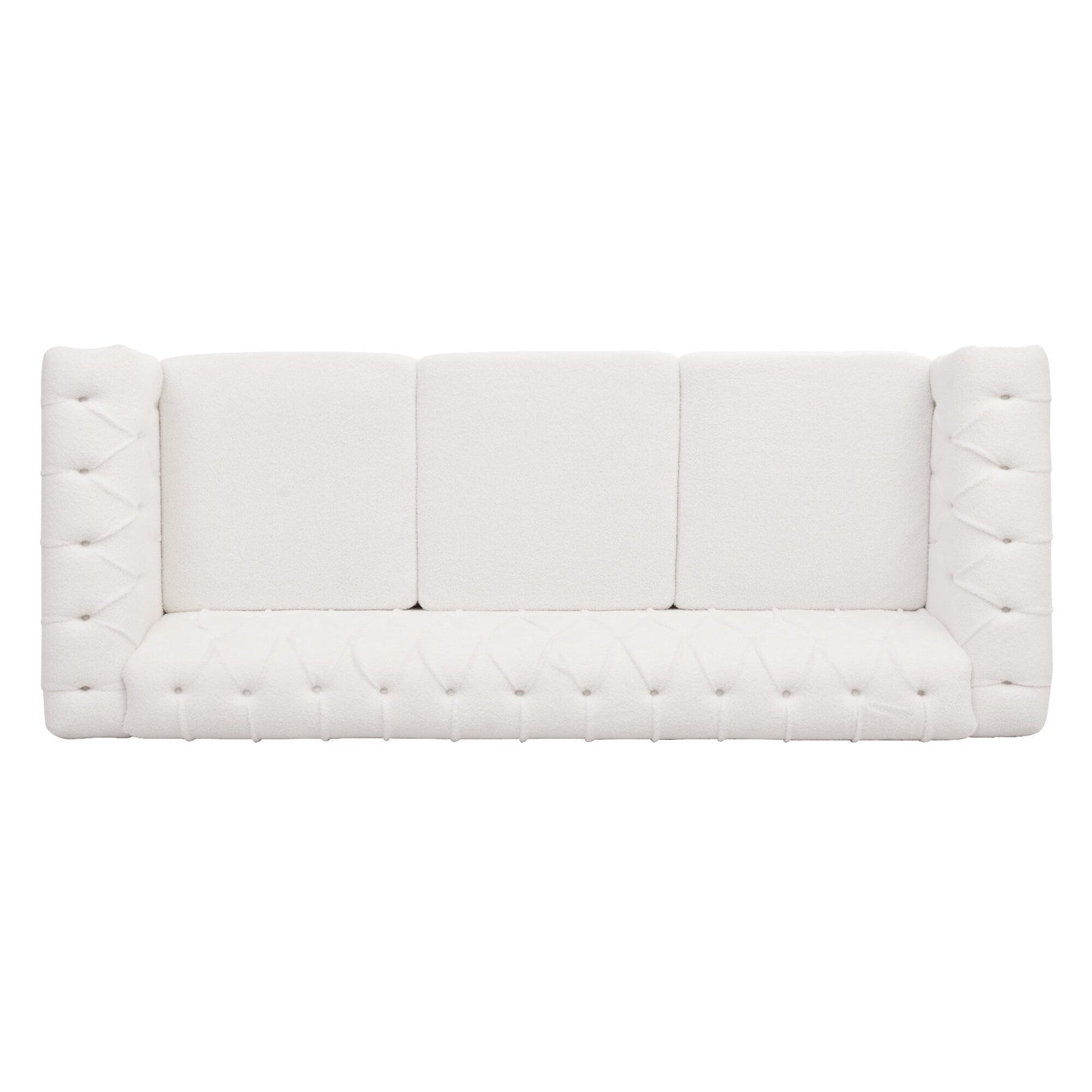 Canapé 3 places en cuir PU 83,66 pouces avec accoudoirs carrés et coussins amovibles, support à ressorts ensachés et garniture cloutée