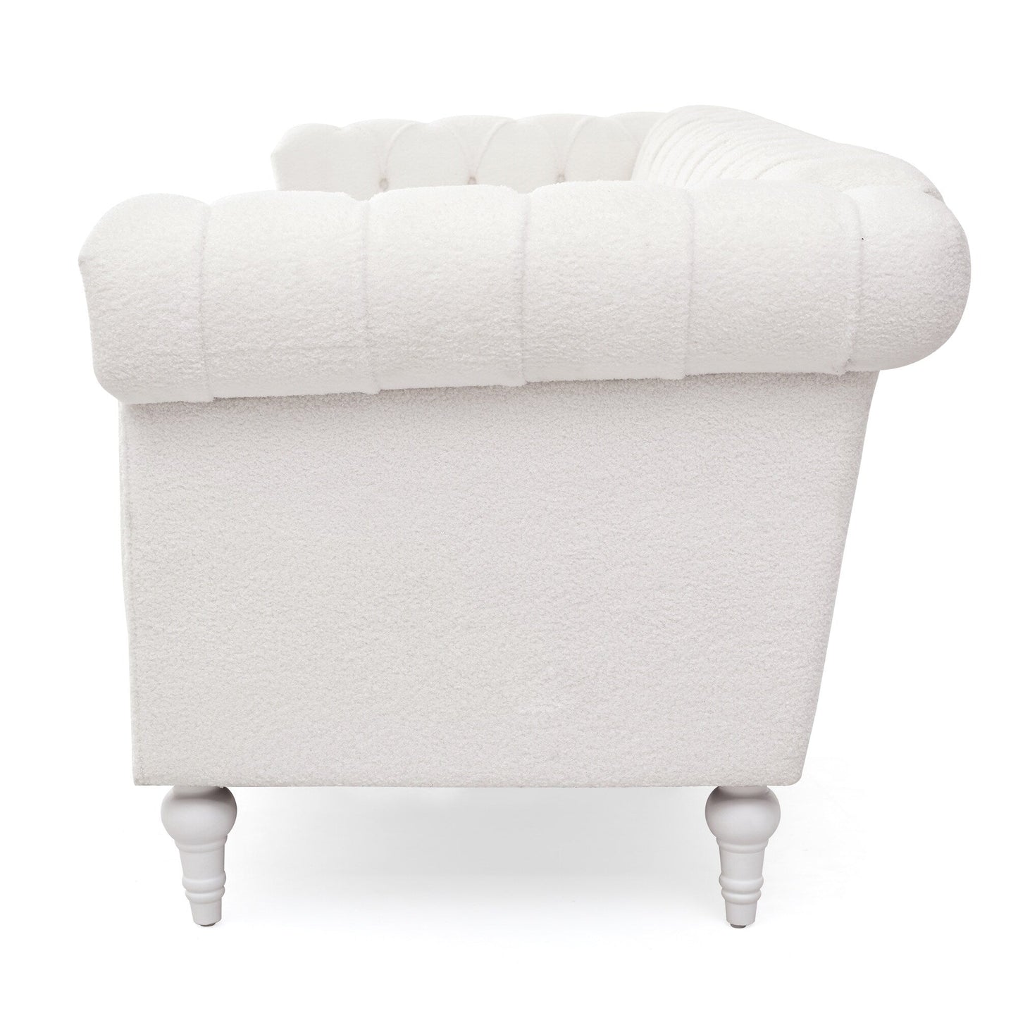 Canapé 3 places en cuir PU 83,66 pouces avec accoudoirs carrés et coussins amovibles, support à ressorts ensachés et garniture cloutée