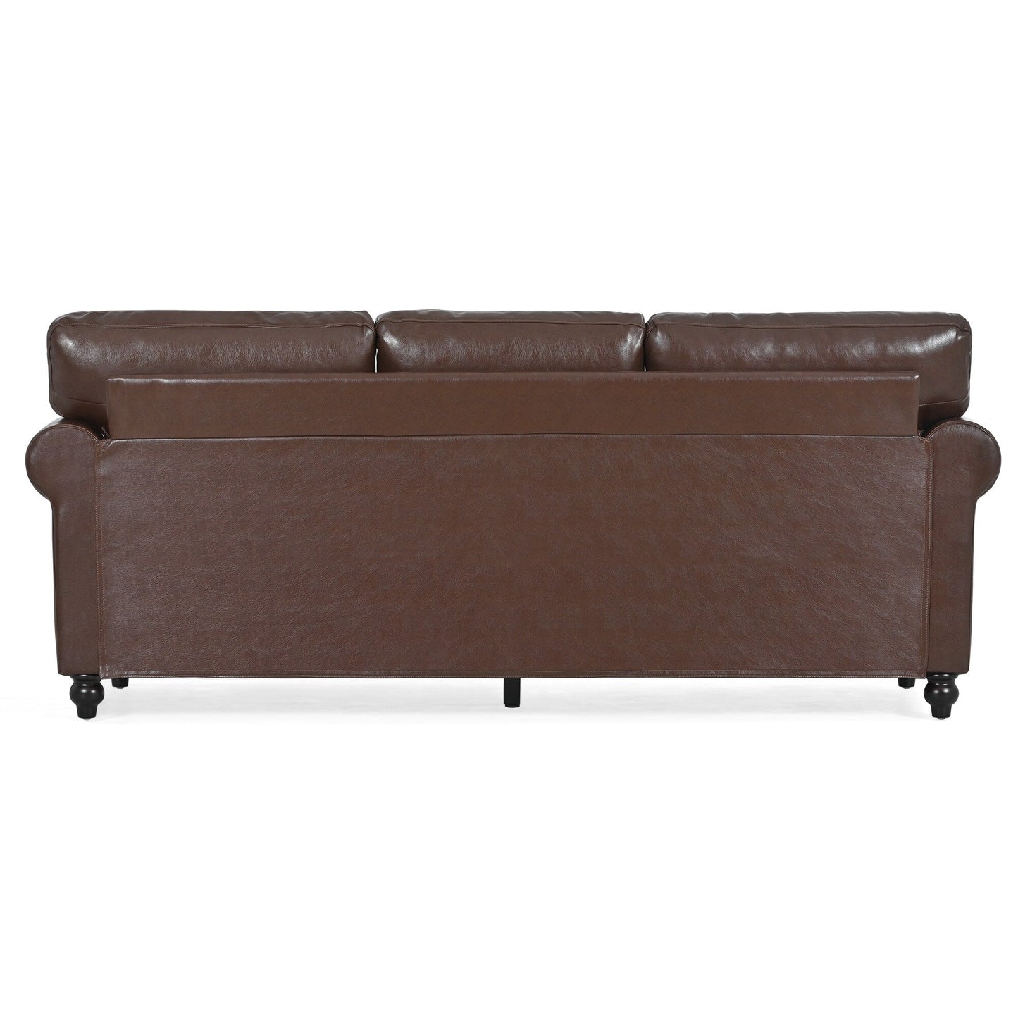 Canapé 3 places en tissu à accoudoirs enroulables, assise à ressorts ensachés, dossier en mousse PP et structure en bois massif (83,86 €)