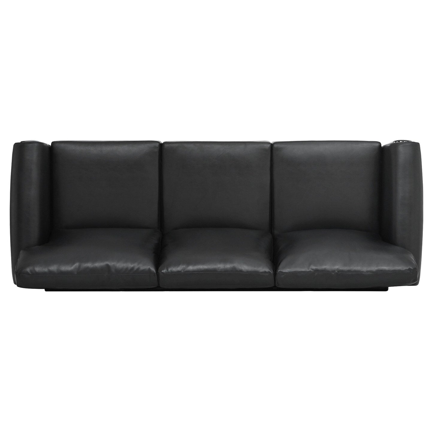 Canapé 3 places en tissu à accoudoirs enroulables, assise à ressorts ensachés, dossier en mousse PP et structure en bois massif (83,86 €)