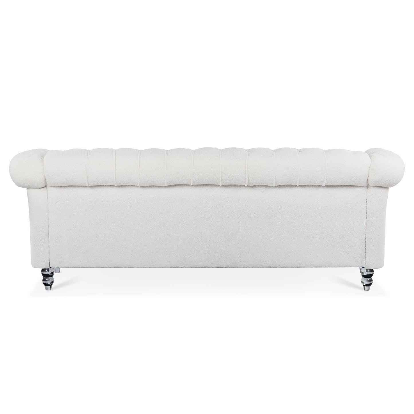 Canapé capitonné blanc nordique avec accoudoirs roulés - 32,09 x 84,65 x 28,35