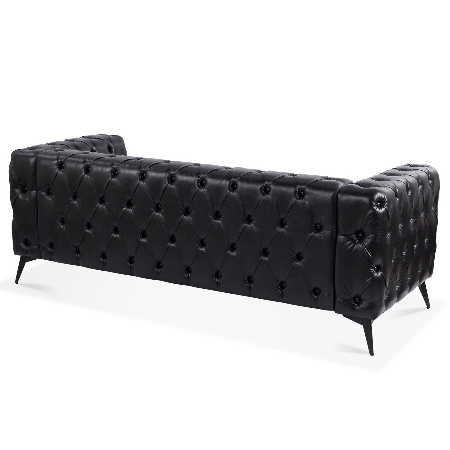 Canapé 3 places traditionnel en polyuréthane à accoudoirs carrés, avec coussins amovibles, assise à ressorts ensachés et base traîneau en fer, modèle 84.06