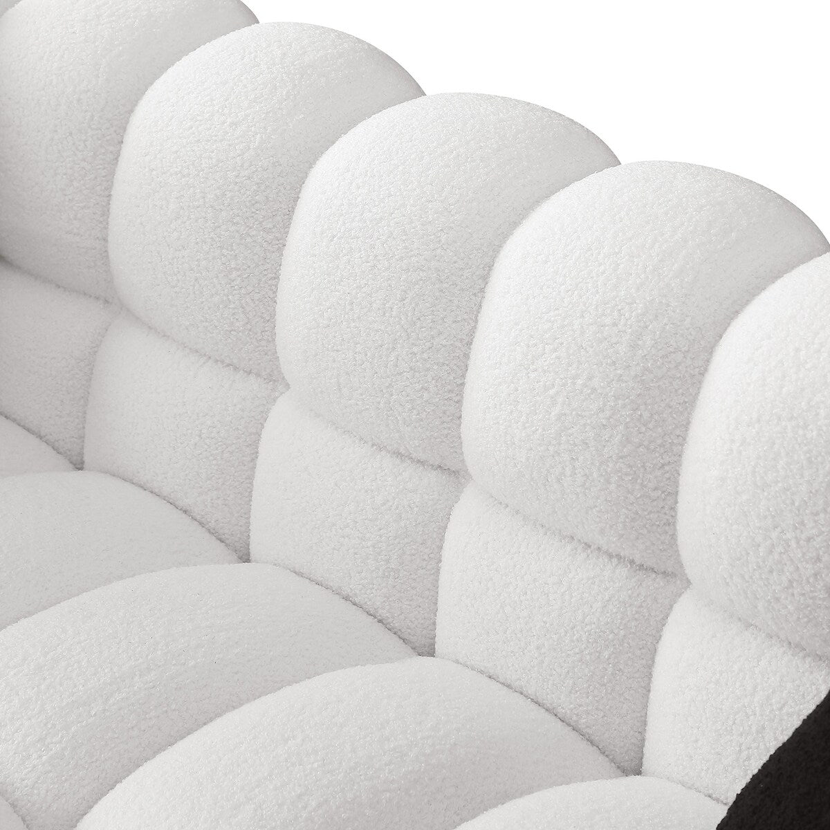 84.3 Luxueux grand canapé Boucle 3 places rembourré Marshmallow avec 2 coussins décoratifs carrés et accoudoirs carrés
