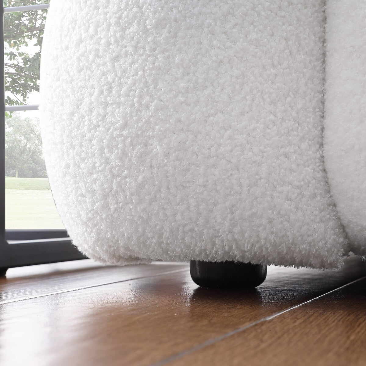 84.3 Luxueux grand canapé Boucle 3 places rembourré Marshmallow avec 2 coussins décoratifs carrés et accoudoirs carrés