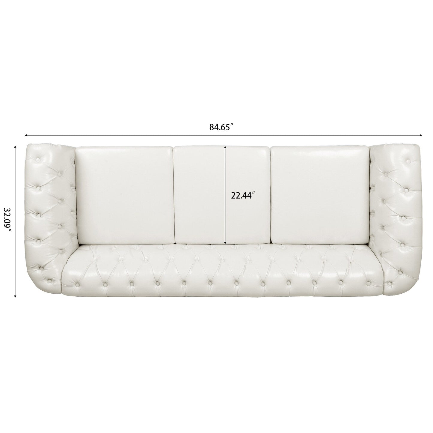 Canapé Chesterfield en cuir synthétique (3 places) avec accoudoirs roulés (84,65 $)