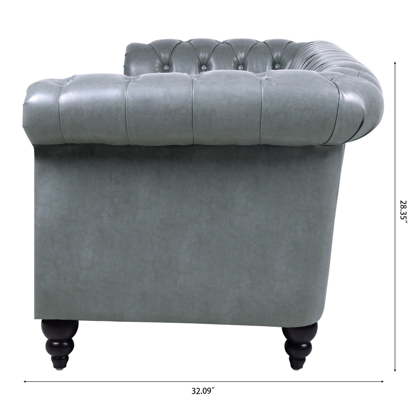 Canapé Chesterfield en cuir synthétique (3 places) avec accoudoirs roulés (84,65 $)