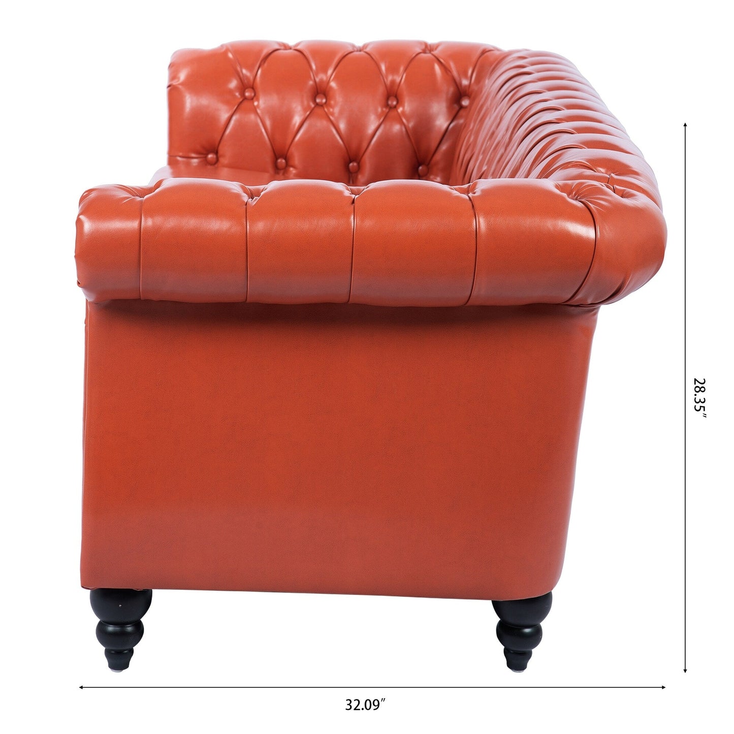 Canapé Chesterfield en cuir synthétique (3 places) avec accoudoirs roulés (84,65 $)