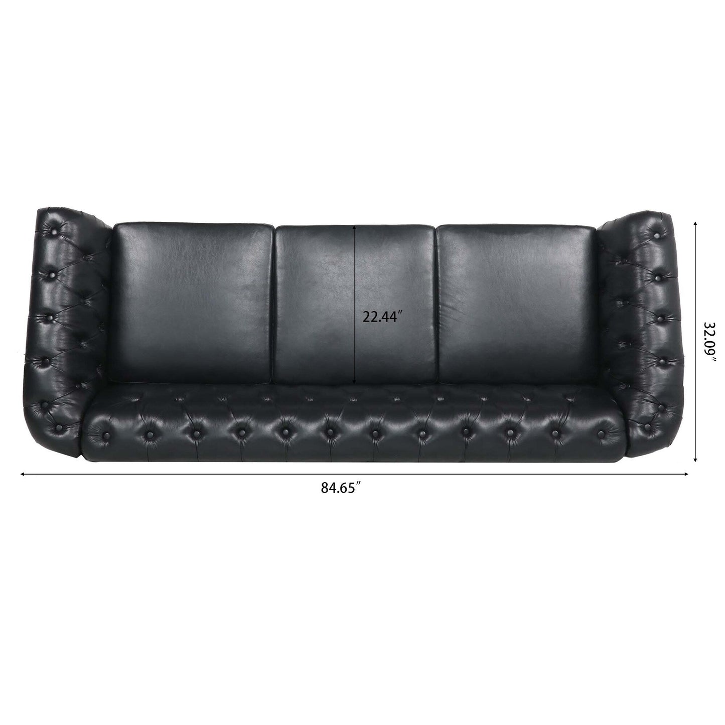 Canapé Chesterfield en cuir synthétique (3 places) avec accoudoirs roulés (84,65 $)