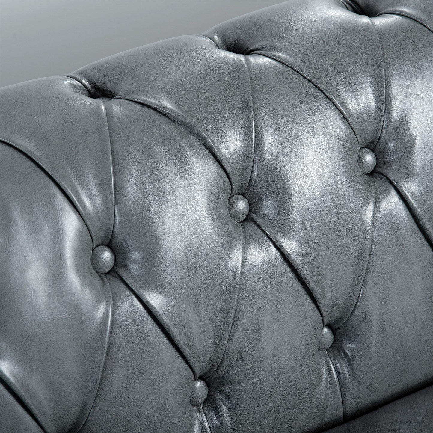 Canapé Chesterfield en cuir synthétique (3 places) avec accoudoirs roulés (84,65 $)