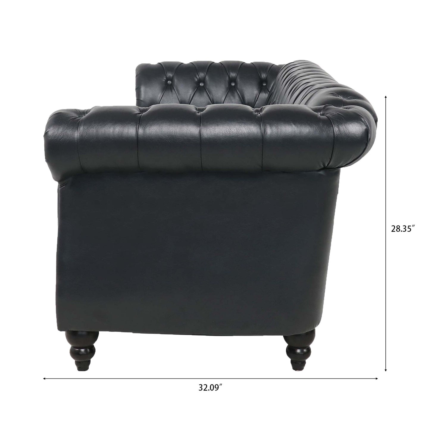 Canapé Chesterfield en cuir synthétique (3 places) avec accoudoirs roulés (84,65 $)