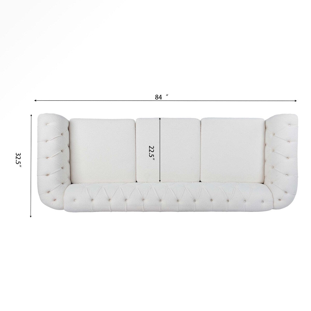 Canapé Chesterfield 3 places blanc à accoudoirs roulés