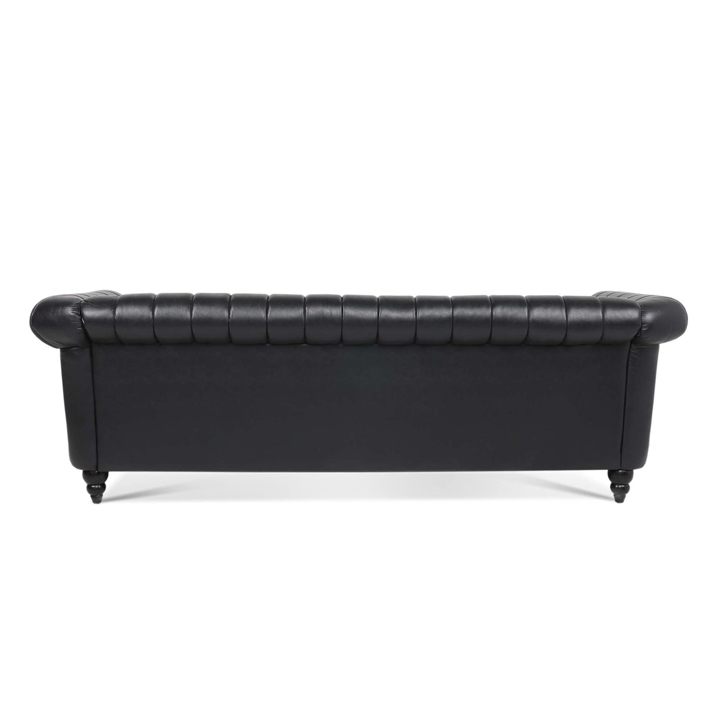Canapé Chesterfield trois places à accoudoirs roulés en PU de 84 pouces