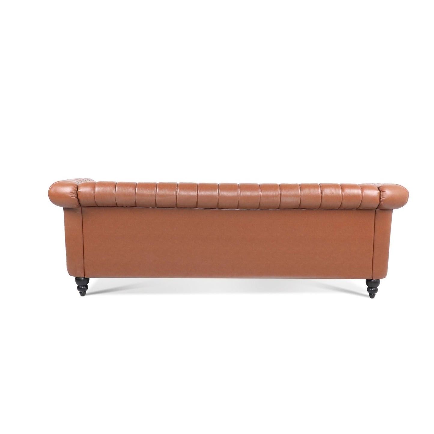 Canapé Chesterfield trois places à accoudoirs roulés en PU de 84 pouces