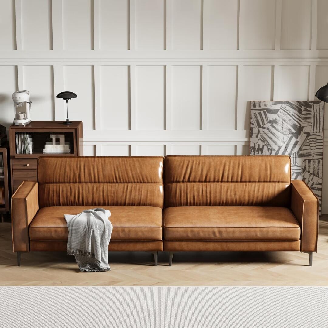 Canapé sectionnel en cuir huilé 86,61 po, canapé 2 places au design moderne, mobilier de salon confortable et élégant