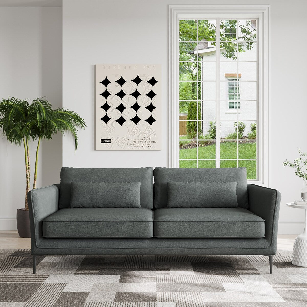 Canapé minimaliste moderne anti-rayures et imperméable 86,61 po | Gris foncé