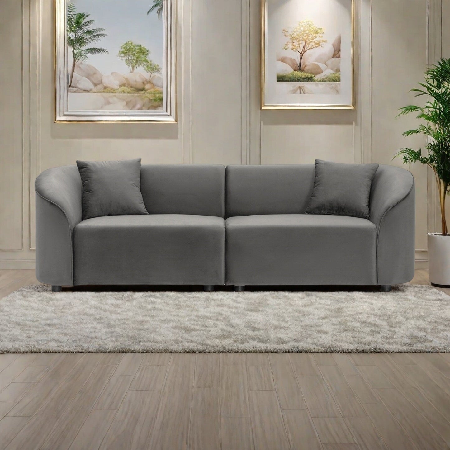Canapé 3 places en velours 87,25 $ avec support ergonomique et cadre solide – Pièce de luxe