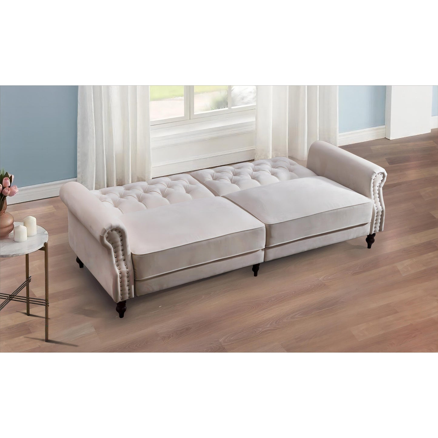 Canapé-lit convertible en velours de 87,8 po avec futon