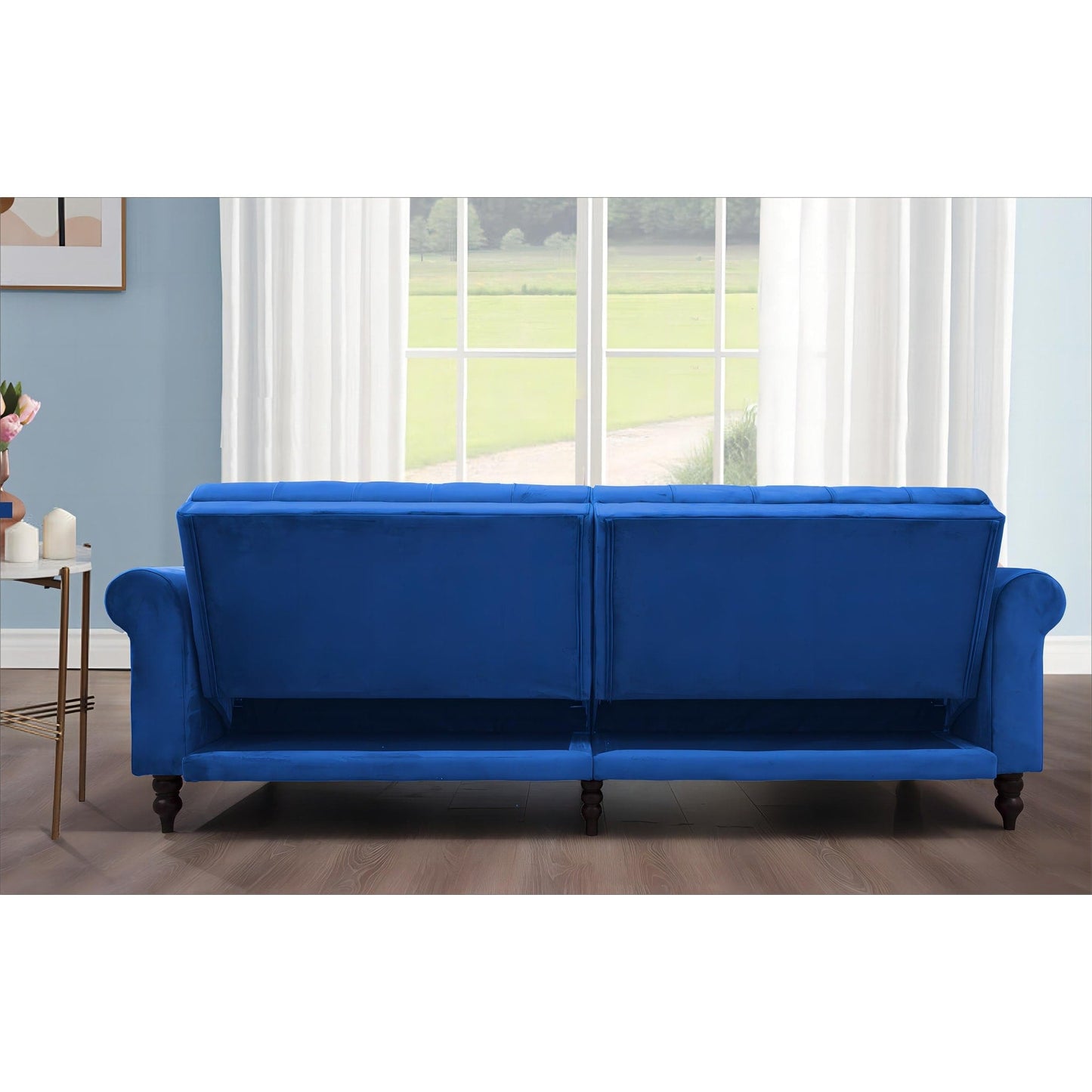 Canapé-lit convertible en velours de 87,8 po avec futon