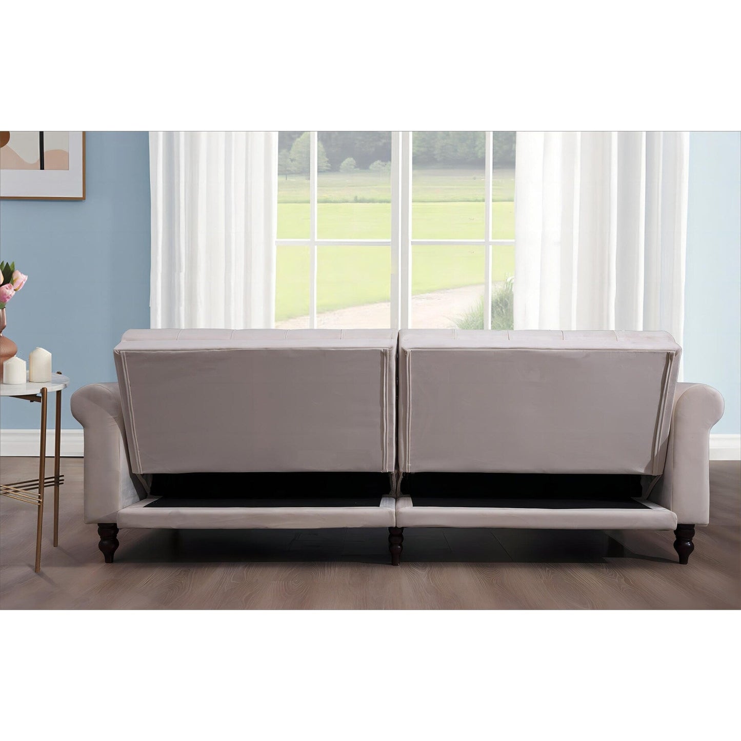 Canapé-lit convertible en velours de 87,8 po avec futon