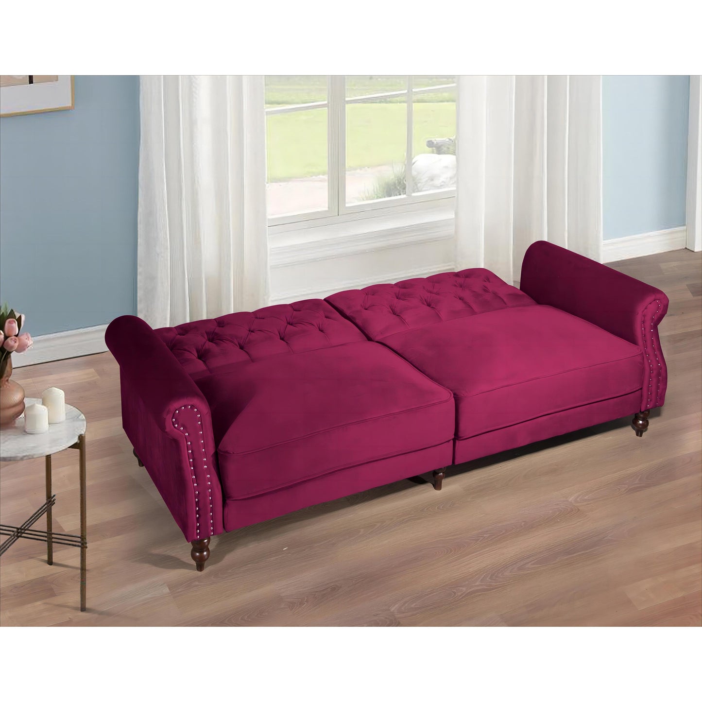 Canapé-lit convertible en velours de 87,8 po avec futon