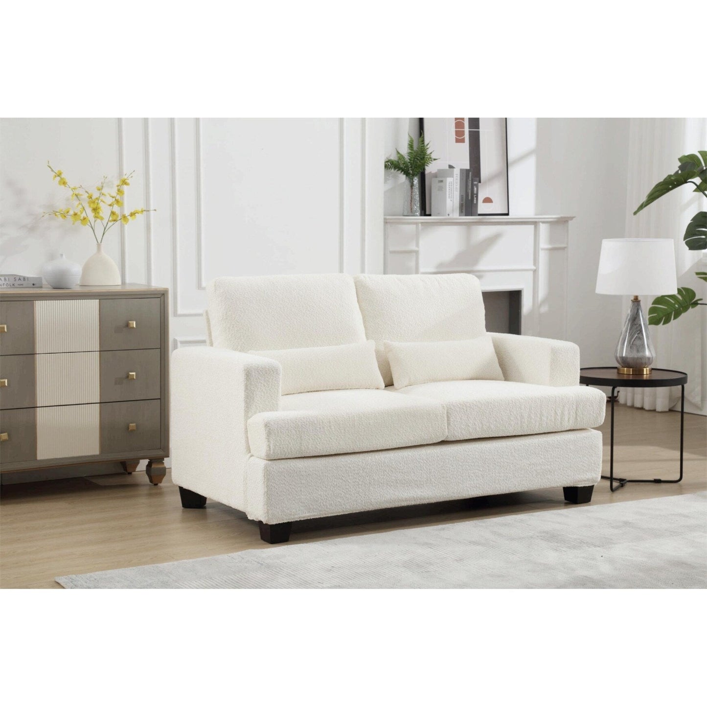 Canapé 3 places en tissu de 88,4 pouces : coussins de dossier amovibles, assise profonde et cadre robuste en bois dur et acier