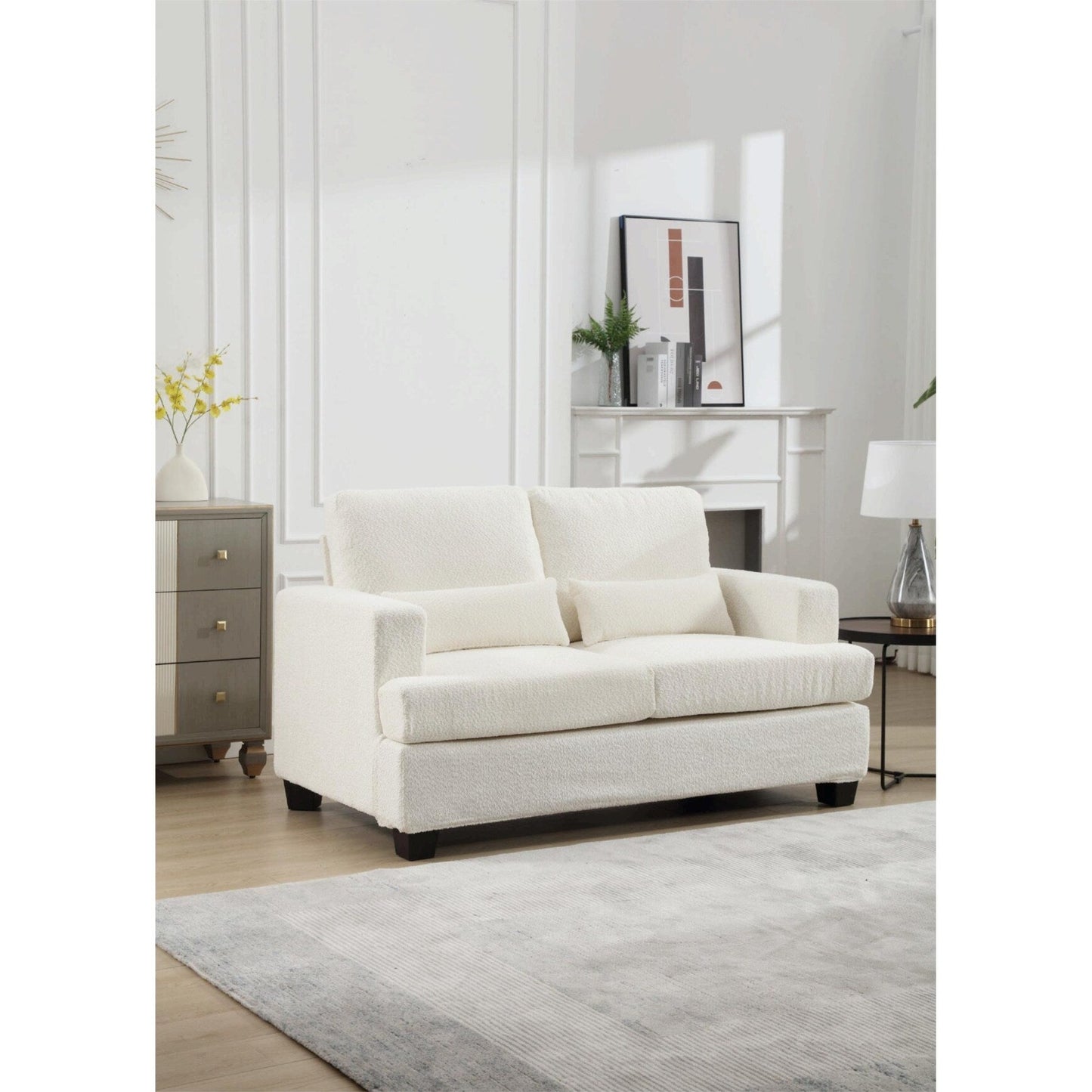 Canapé 3 places en tissu de 88,4 pouces : coussins de dossier amovibles, assise profonde et cadre robuste en bois dur et acier