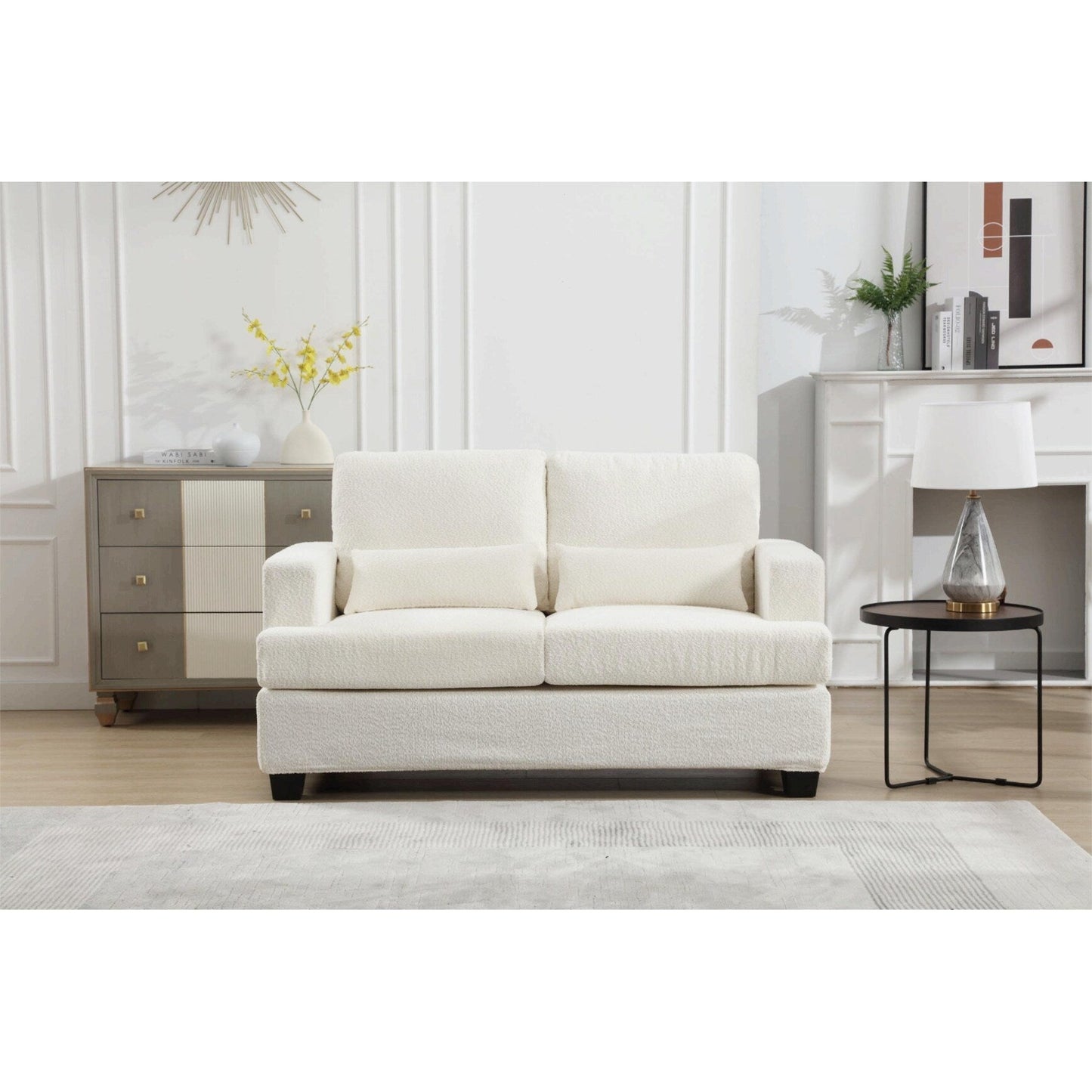 Canapé 3 places en tissu de 88,4 pouces : coussins de dossier amovibles, assise profonde et cadre robuste en bois dur et acier