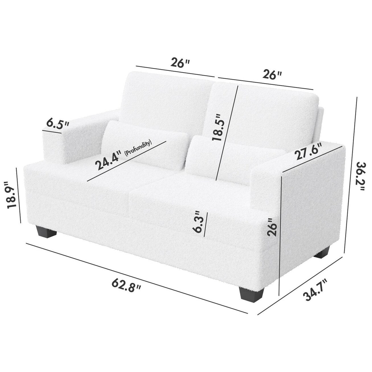 Canapé 3 places en tissu de 88,4 pouces : coussins de dossier amovibles, assise profonde et cadre robuste en bois dur et acier
