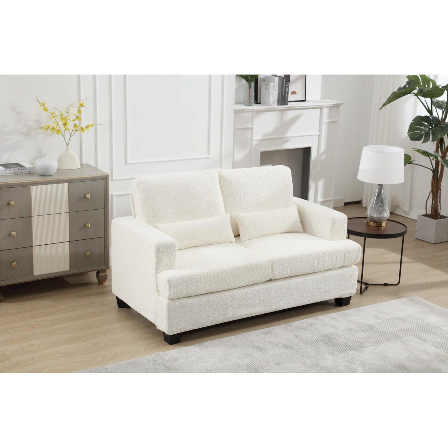 Canapé 3 places en tissu de 88,4 pouces : coussins de dossier amovibles, assise profonde et cadre robuste en bois dur et acier