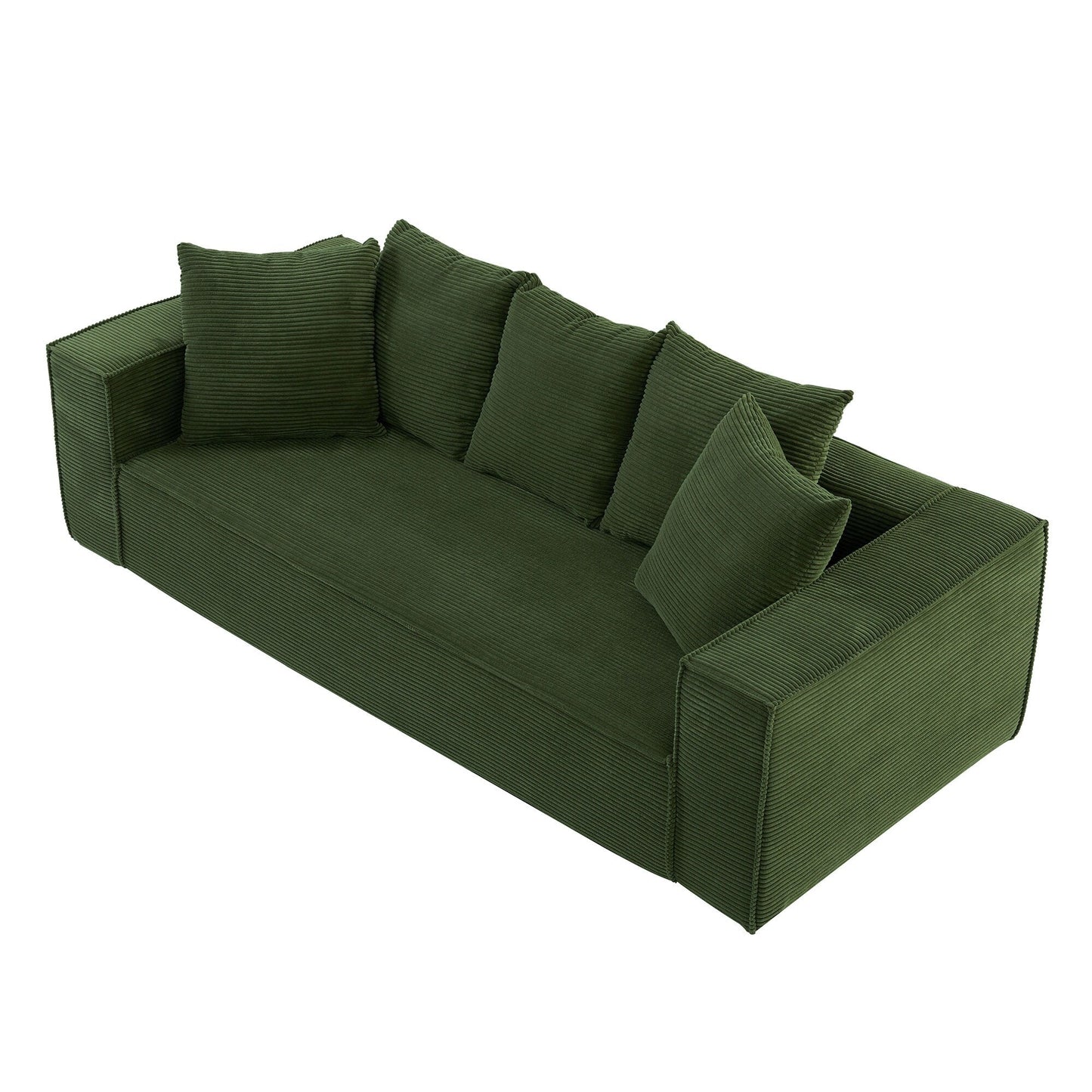 Canapé modulaire 3 places en velours côtelé de 88,97 po avec 5 coussins décoratifs et design spacieux