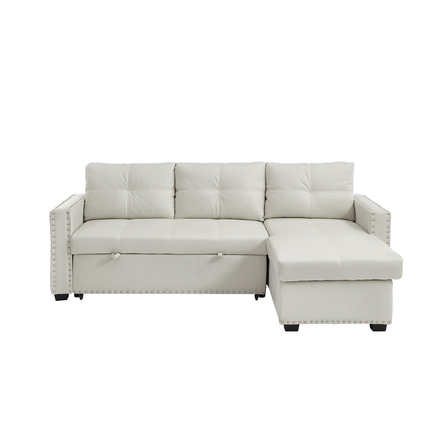 Canapé convertible en microfibre de 88 pouces avec lit gigogne et méridienne de rangement