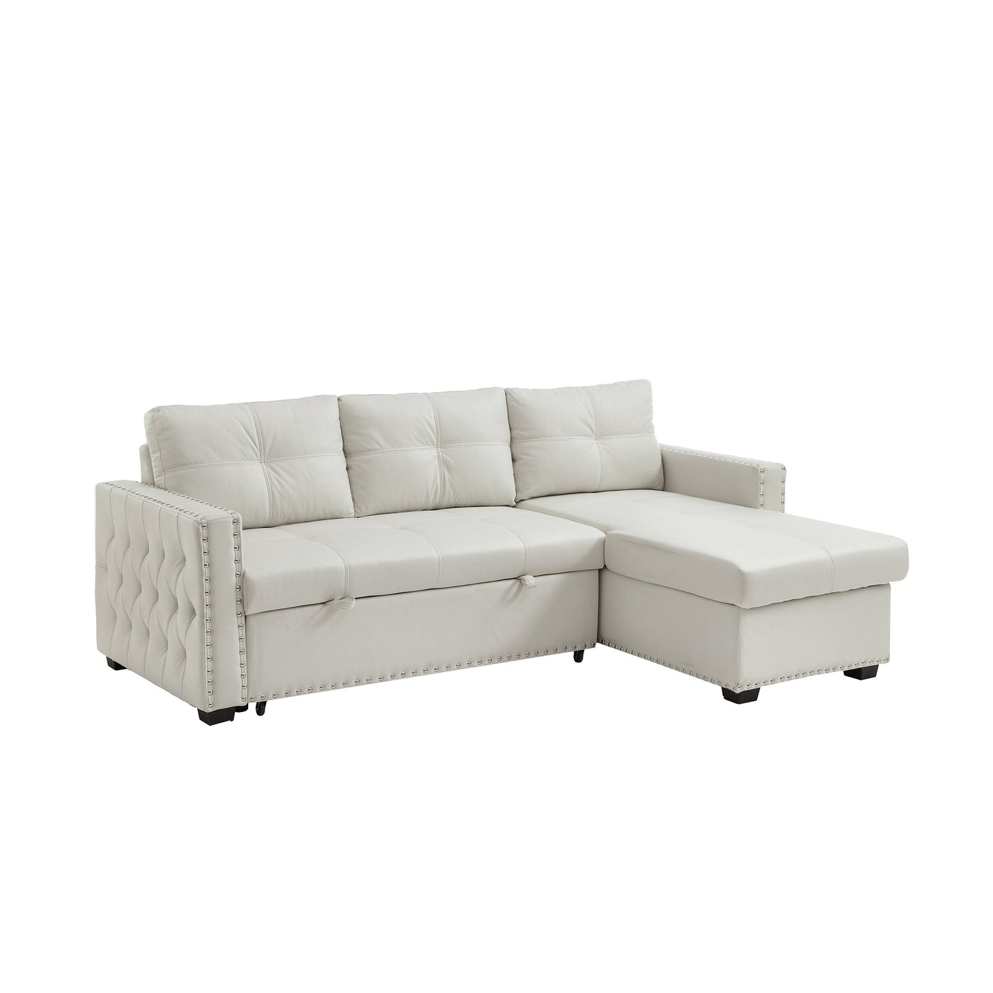 Canapé convertible en microfibre de 88 pouces avec lit gigogne et méridienne de rangement