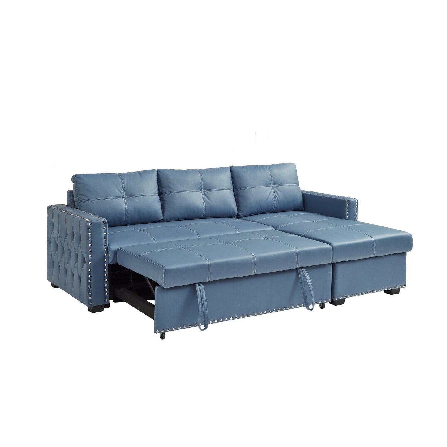 Canapé convertible en microfibre de 88 pouces avec lit gigogne et méridienne de rangement