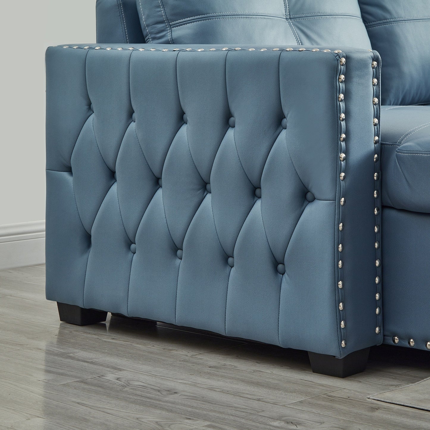 Canapé convertible en microfibre de 88 pouces avec lit gigogne et méridienne de rangement