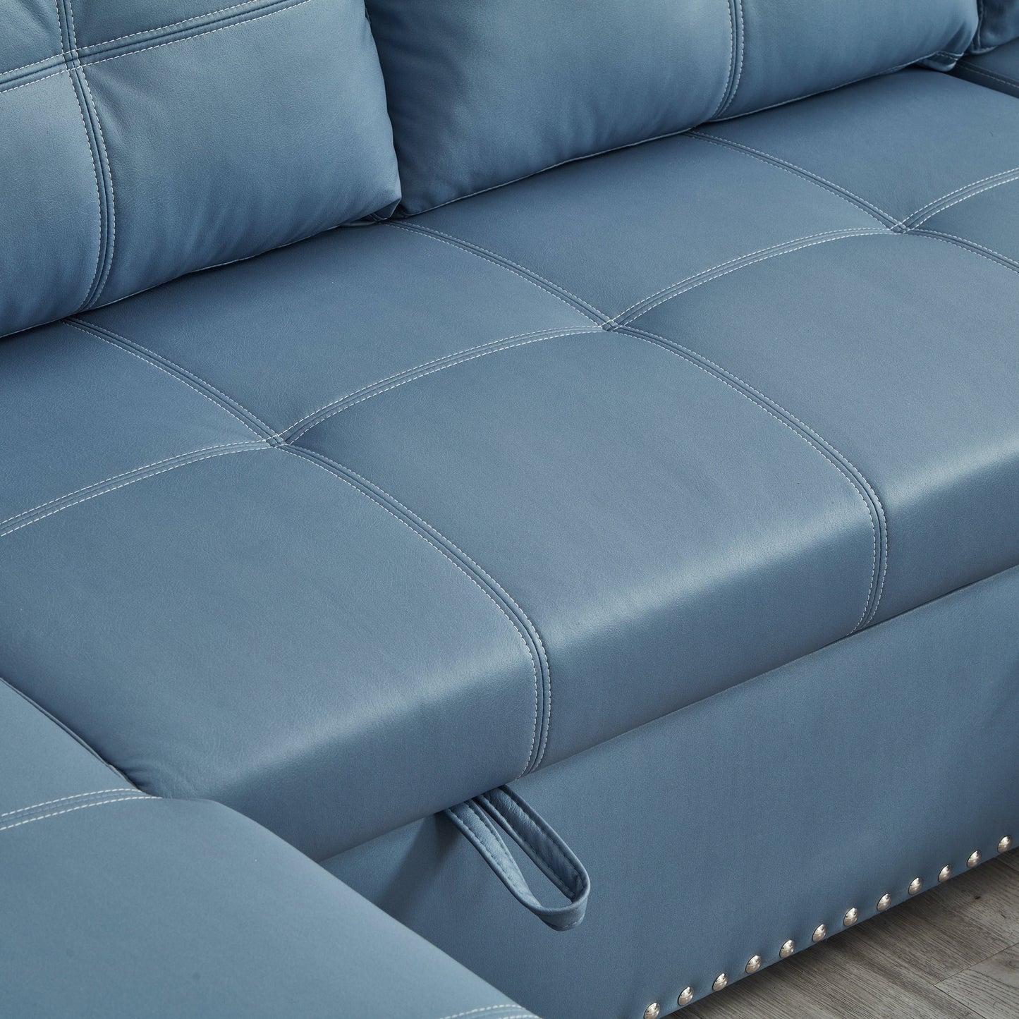 Canapé convertible en microfibre de 88 pouces avec lit gigogne et méridienne de rangement