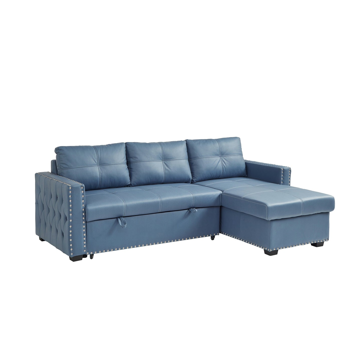 Canapé convertible en microfibre de 88 pouces avec lit gigogne et méridienne de rangement
