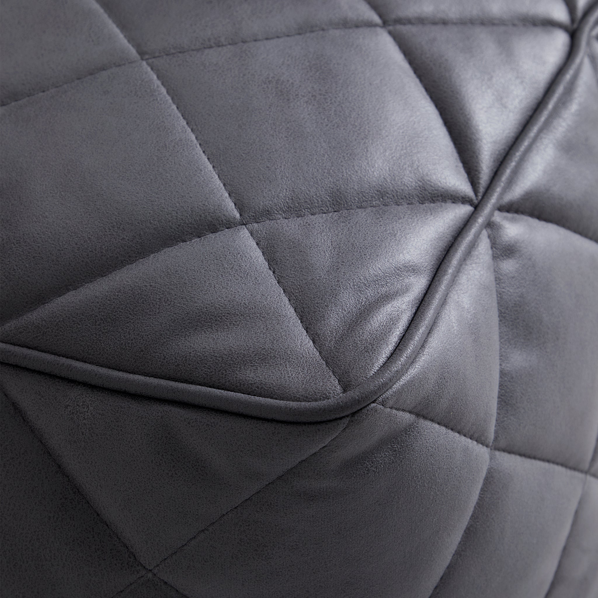 Waffle Tan Leathaire Square Pouf
