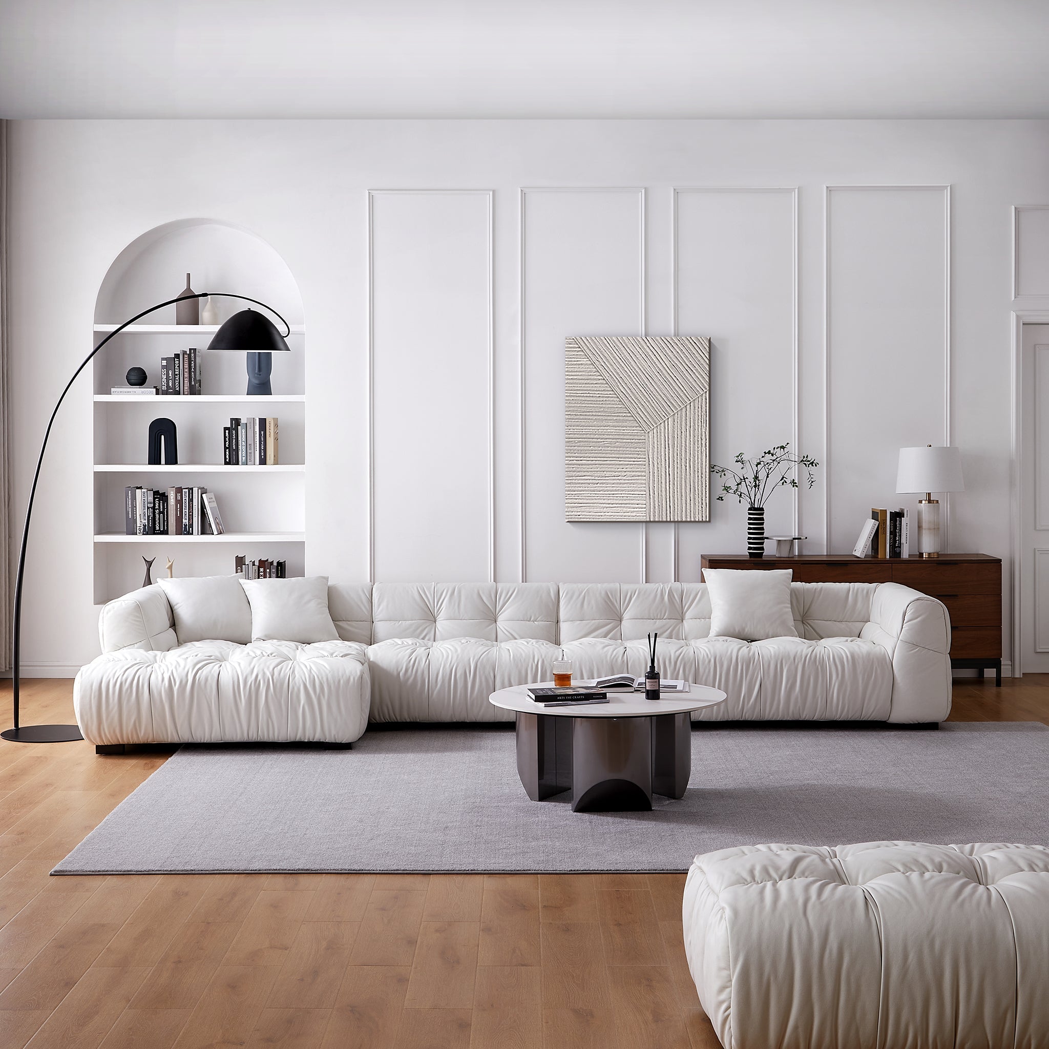 Boba Cream Leathaire Sectional Sofa